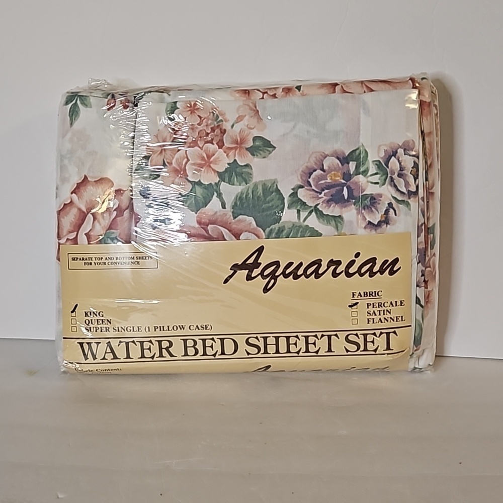 Vintage  Aquarian WaterBedSheet Set King size Percale fabric print.